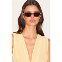 Lunettes de soleil style oeil de chat en acrylique marron, Marron