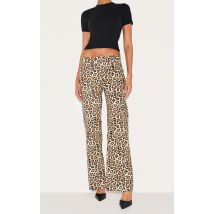 Pantalon style cargo kaki imprimé léopard, Léopard