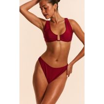 Haut de maillot de bain bordeaux décolleté à barre en U, Bordeaux