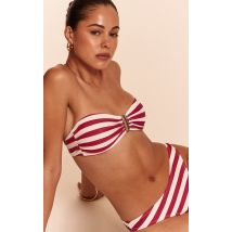 Haut de bikini bandeau à armature en U à rayures bordeaux, Bordeaux