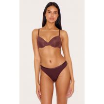 Soutien-gorge T-shirt marron à armatures, Marron