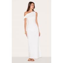 Robe Longue Blanche à Nœud d'Épaule, Blanc