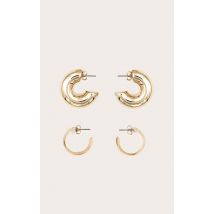 Lot de boucles d'oreilles épaisses dorées, Doré
