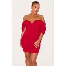 Femme Plus Robe moulante texturée rouge à décolleté en V | Taille 56