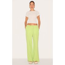 Pantalon droit vert à fines rayures, Vert