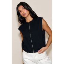 Gilet utilitaire noir à zip, Noir