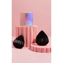 Trigwell Cosmetics Mini Velvet Powder Puff Duo, Black