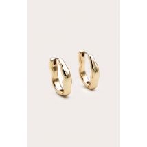 Gold Molten Wave Hoop Earrings