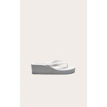 Tongs rondes blanches à plateforme, Blanc