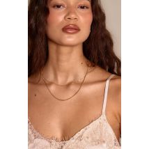 Femme Collier superposé en acier inoxydable doré à chaîne lisse et chaîne serpent