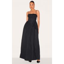 Combinaison large deluxe noire à détail corset et fronces, Noir