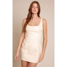 Femme Mini robe en PU crème à col carré | Taille 36