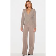 Pantalon de tailleur large tissé argile, Argile
