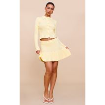 Jupe Plissée en Maille Tricot Jaune, Jaune