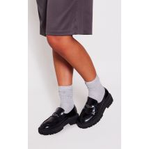 Chaussettes longues amples grises finement côtelées, Gris