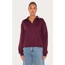 Sweat prune à col replié et manches longues, Prune