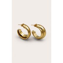 Boucles d'oreilles dorées résistantes à l'eau à double anneaux, Doré