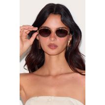 Lunettes de soleil arrondies fines dorées, Doré