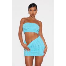 Bright Blue Bubble Textured Bandeau Crop Top