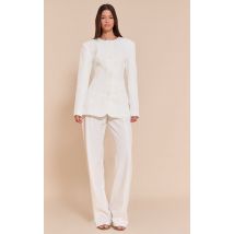 Pantalon de tailleur large blanc, Blanc