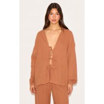 Femme Chemise en étamine texturée châtaigne nouée devant | Taille 34