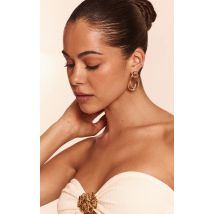Gold Trippel Ring Hoop Earrings, Gold