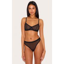 Slip-culotte en mesh noir, Noir