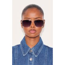 Lunettes de soleil style aviateur carrées à verres noirs, Noir