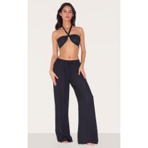 Ensemble de plage noir à top bandeau et pantalon, Noir