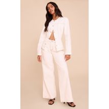 Jean blanc à taille mi-haute, Blanc