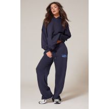 PRETTYLITTLETHING Jogging droit oversize bleu marine imprimé boule, Bleu Marine