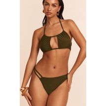 Bas de maillot de bain échancré kaki, Kaki