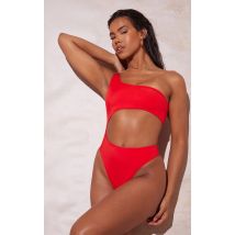 Red One Shoulder Cut Out Swimsuit, Red