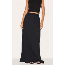 Tall Jupe longue en étamine de coton noire à taille élastique, Noir