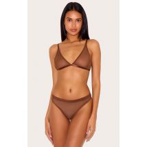 Soutien-gorge triangle en mesh chocolat, Chocolat