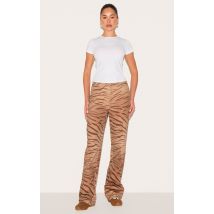 Pantalon marron imprimé tigre, Marron