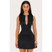 Petite Mini-robe de tailleur ajustée noire, Noir