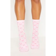PRETTYLITTLETHING - Chaussettes roses à logos PLT, Rose