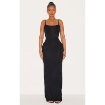 Shape Robe longue en jersey noir à bretelles, Noir