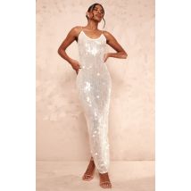 Robe longue crème transparente à sequins, Crème