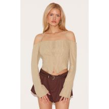 Chemise évasée en peau de pêche crème à rayures, Crème