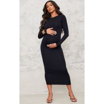Maternité Robe longue noire sans coutures à manches longues, Noir