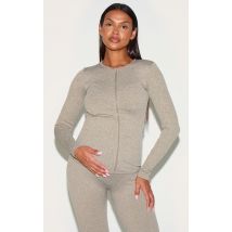 Maternité Cardigan de grossesse vert olive côtelé à zip, Vert Olive