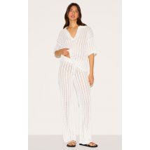 Pantalon en maille style crochet crème, Crème