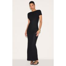 Robe texturée noire à mancherons, Noir