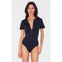 Maillot de bain style plongée noir à zip, Noir