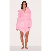 PRETTYLITTLETHING - Robe de chambre rose duveteuse à capuche, Rose