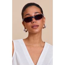 Lunettes de soleil style pelage léopard des neiges à monture rectangulaire, Gris