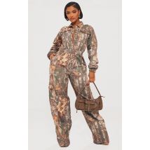 Shape Combinaison kaki imprimé camouflage à taille élastique, Kaki