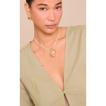 Collier doré à pendentif texturé coquillage, Multicolore